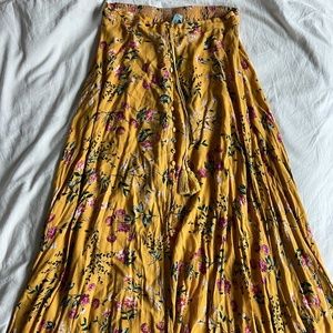 MAXI SKIRT Yellow Floral in a MEDIUM with Adjustable Waist